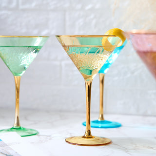 Gold Rimmed Crystal Martini Glasses 10 Oz Set Of 4 Classic Martini Glasses For Cocktails Wine Champa
