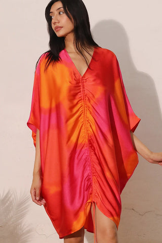 Ombre Satin Dream Dress - Red