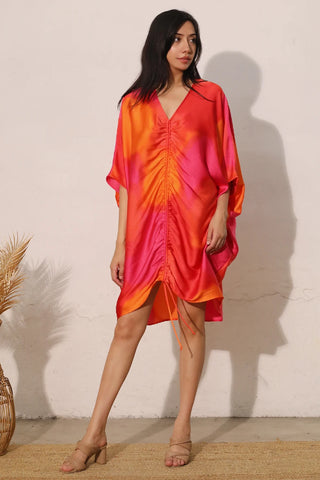 Ombre Satin Dream Dress - Red