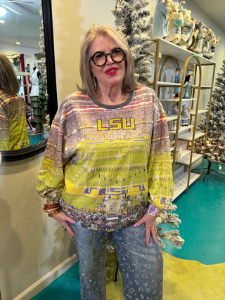 QOS Licensed LSU Stadium Graphic Scene Sweatshirt