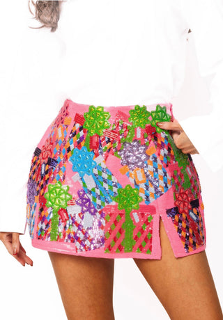 QOS Full Sequin Multi Present Skirt