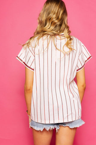 Queen of Sparkles - Licensed- White & Crimson Stripe Alabama Elephant Tee