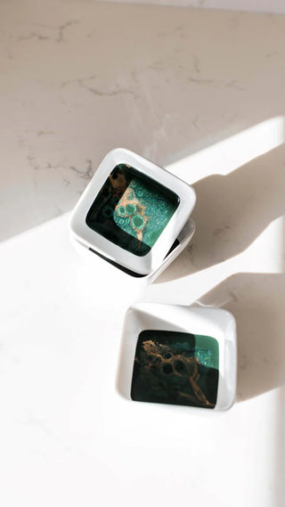 Resin Accented Ceramic Dipping Set - Jade