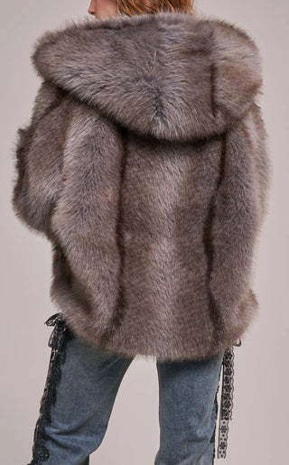 DUSK FAUX FUR COAT - GREY AZALEA WANG