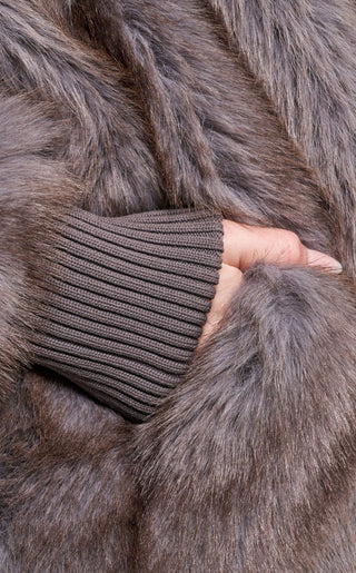 DUSK FAUX FUR COAT - GREY AZALEA WANG