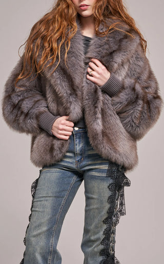 DUSK FAUX FUR COAT - GREY AZALEA WANG