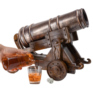 Cannon Wine Whiskey Decanter Set With Cannon Ball Whiskey Chillers 21 L By