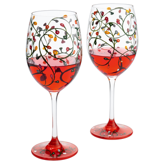 Stemmed Christmas Lights Wine Glasses Set Of 2 Hand Painted Wine Glass Ornament Light Bulbs Glasses