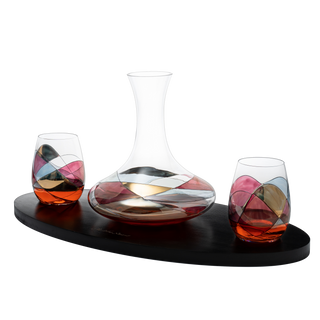 Artisanal Hand Painted Stemless Rennesance Romantic Stain Glassed Windows Wine Glasses By The Wine S