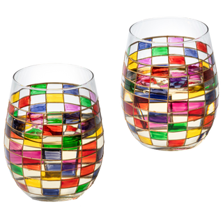 Renaissance Stained Wine Glasses Set Of 2 By Festive Colorful Coffee Cups Stained Wi