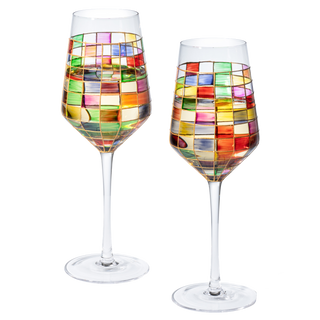 Renaissance Stained Wine Glasses Set Of 2 By Festive Colorful Coffee Cups Stained Wi