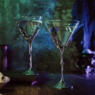 Stemmed Skeleton Martini Glasses Set Of 2 By Skeleton Hand Glasses 9 H Goth Gifts Sk