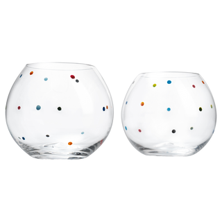 Polka Dot Set Of 2 Stemless Bubble Wine Glasses 16 Oz By Polka Dot Rainbow Glasses C