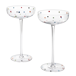 Polka Dot Champagne Coupe Glasses Set Of 2 12 Oz By Polka Dot Rainbow Colored Glasse