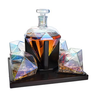 Diamond Whiskey And Wine Decanter Great Gift 750ML With 4 Diamond Glasses And Beauti
