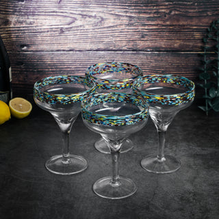 Mexican Hand Blown Glass Set Of 4 Large 16OZ Luxury Margarita Glasses Mexico Design Large 16OZ Confe