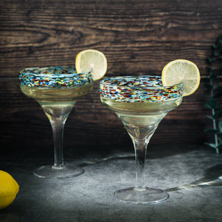 Mexican Hand Blown Glass Set Of 4 Large 16OZ Luxury Margarita Glasses Mexico Design Large 16OZ Confe