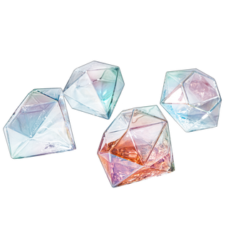 Set Of 4 Iridescent Diamond Whiskey Wine Glasses 10OZ Wine Whiskey Water Diamond Shaped Diamonds Col