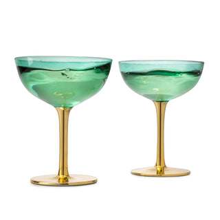 Colored Coupe Art Deco Glasses Gold Set Of 2 12 Oz Classic Cocktail Glassware For Champagne Martini