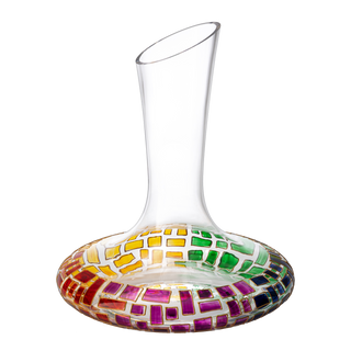 Art Deco Stained Glass Renaissance Wine Decanter By 60 Oz Hand Blown Lead Free Decor