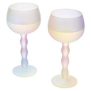 Iridescent Squiggle Stemmed Wine Glasses Set Of 2 By Elegant Squiggly Curvy Glasswar