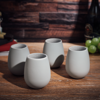 Unbreakable Silicone Stemless Wine Glassware Set Of 4 Reusable Shatterproof Tumbler Drinkware For Wi