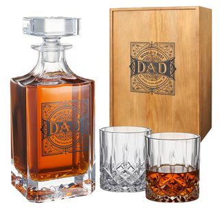 Gift For Dad Whiskey Decanter Gift Set 730ML Decanter 2 Whiskey Glass Fathers Day Birthday Housewarm