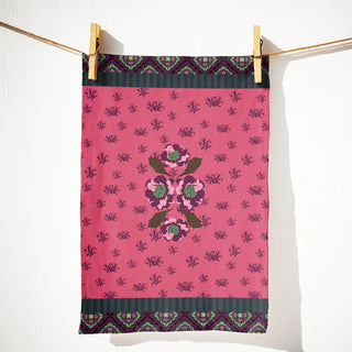Hot Pink Maximalist Floral Tea Towel, Delphine