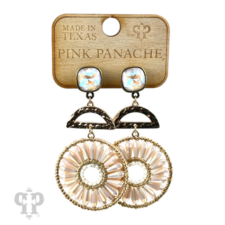 Modern circle earring, Austrian crystal - LC
