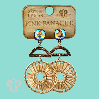 Modern circle earring, Austrian crystal - LC