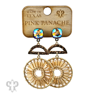 Modern circle earring, Austrian crystal - LC
