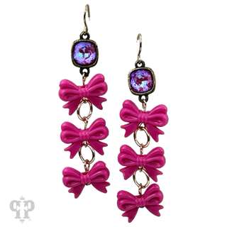 Acrylic triple bow earring, Austrian crystal - LC
