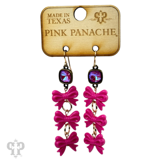 Acrylic triple bow earring, Austrian crystal - LC