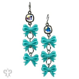 Acrylic triple bow earring, Austrian crystal - LC