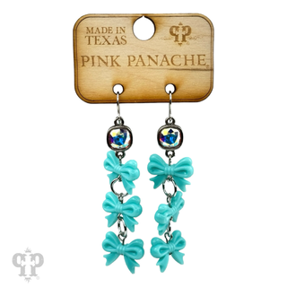 Acrylic triple bow earring, Austrian crystal - LC