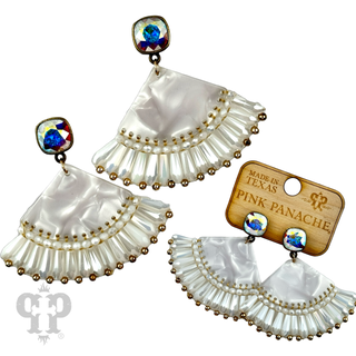 Acrylic fan earring with Austrian crystal - LC