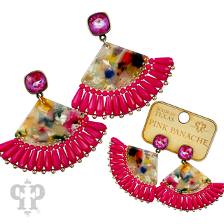 Acrylic fan earring with Austrian crystal - LC