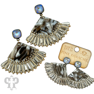 Acrylic fan earring with Austrian crystal - LC