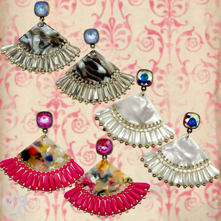 Acrylic fan earring with Austrian crystal - LC