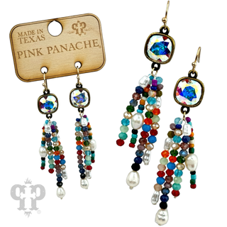 Bead fringe earring, Austrian crystal - LC