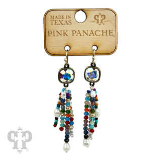 Bead fringe earring, Austrian crystal - LC