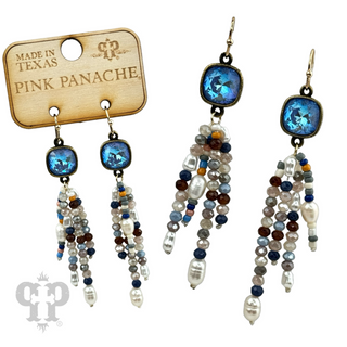 Bead fringe earring, Austrian crystal - LC