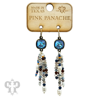 Bead fringe earring, Austrian crystal - LC