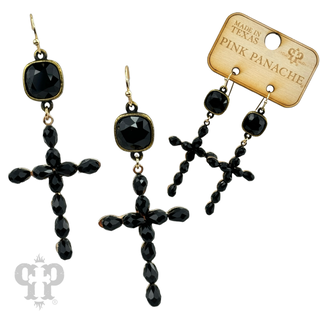 Beaded cross earring, Austrian crystal - LC