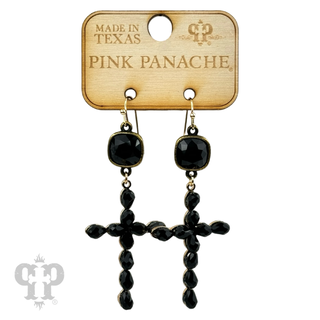 Beaded cross earring, Austrian crystal - LC