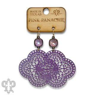 Lace design clover earring with Austrian crystal - LC