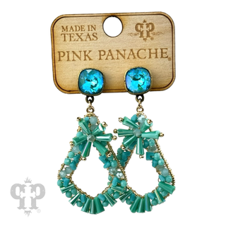 Flute beaded teardrop earring with Austrian crystal - LC