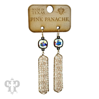 Bead wrapped hexagon dangle earring with Austrian crystal - LC