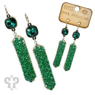Bead wrapped hexagon dangle earring with Austrian crystal - LC