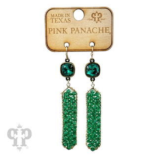 Bead wrapped hexagon dangle earring with Austrian crystal - LC